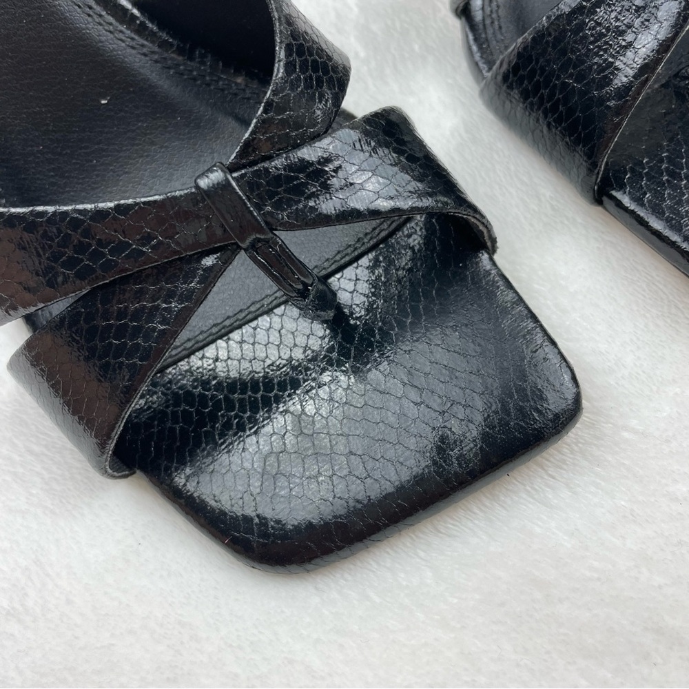 Y2k 90s Style Black Square Toe Open Toe Heels - image 3